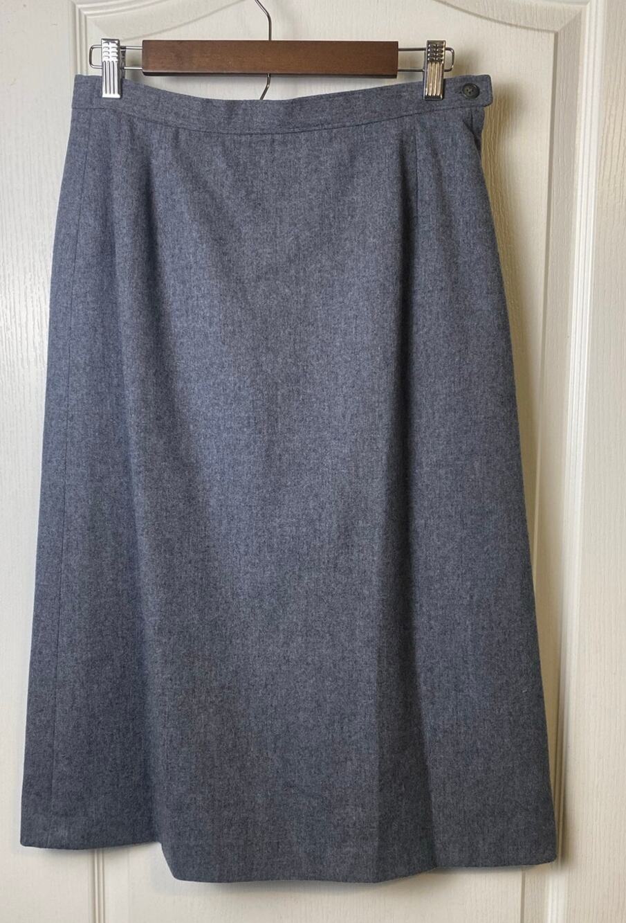 Vintage Pendleton Gray Pure Virgin Wool A-line Midi Skirt Women's Size 12